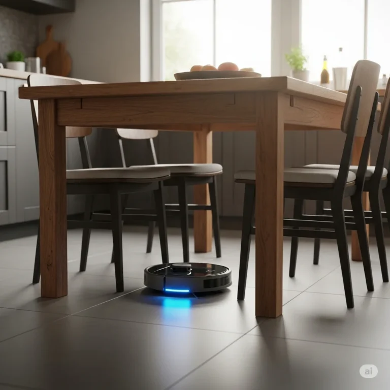 robotstofzuiger onder tafel